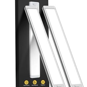 10inch Under Cabinet Lighting, 2 Pack Rechargeable Motion Sensor Light Indoor, 5 Levels Dimmable Magnetic Closet Lights, Wireless Under Counter Lights for Kitchen, Stairs