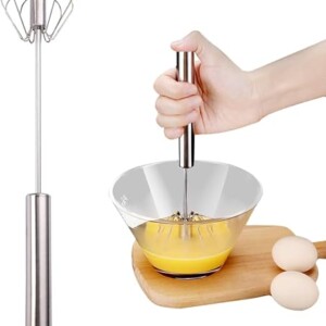 2025 Upgrade Stainless Steel Egg Whisk, Semi-Automatic Hand Push Mixer Stirrer Whisk Blender, Stainless Steel Whisks Blender for Blending, Beating & Stirring (10inch)