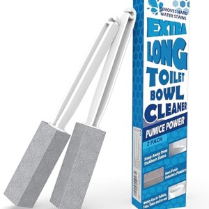 2 Pack Pumice Stone for Toilet Cleaning, Extra Long Handle for Removing Bowl Ring, Pool, Bathroom, Toilet Brush