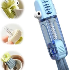 3 in 1 Cup Lid Cleaning Brush, 2024 Multifunctional Crevice Portable Cup Lid Cleaning Brush for Bottle Gap Tight Spaces Cup (A-Blue)