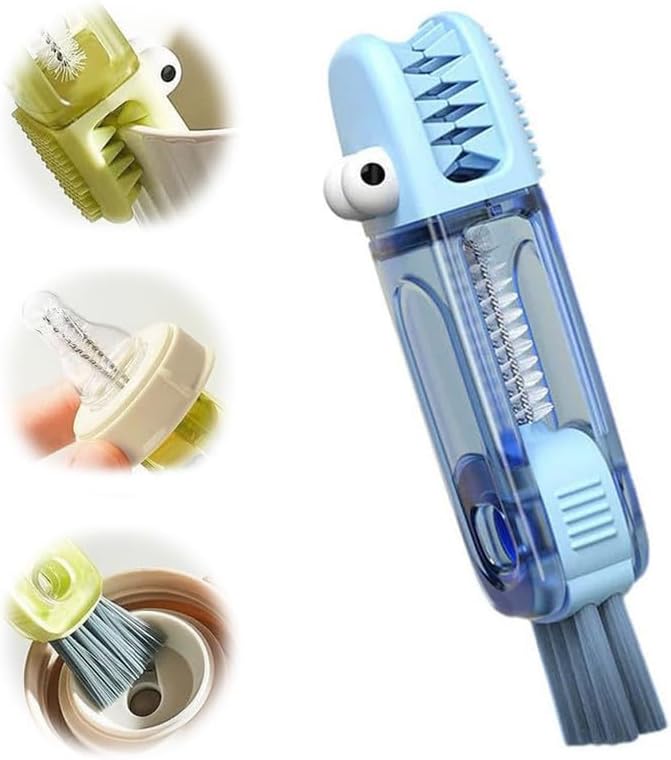 3 in 1 Cup Lid Cleaning Brush, 2024 Multifunctional Crevice Portable Cup Lid Cleaning Brush for Bottle Gap Tight Spaces Cup (A-Blue)