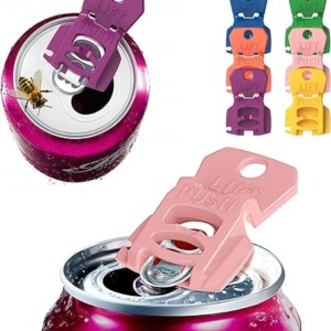 CanGuard 6-Pack Can Opener – Easy Open Drink Tab Toppers&Can Covers for Soda, Beer, Coke Shields From Bugs, Dust at the Party,Camping, BBQ– Colorful Can Lids