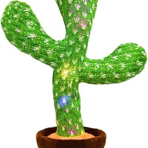 Dancing Mimicking Talking Cactus Toy,Funny Gift for Toddler 1 2 3 Year Old Boy Girl,Singing Record Repeat What You Say Light Up Baby Infant Toys 6-12 12-18 Months (Volume Adjustment)