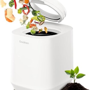 Electric Composter for Kitchen, 4L Smart Countertop Compost Bin, Odorless | Low Noise | Auto-Cleaning | Turn Food Waste into Fertilizer, Indoor Food Waste Compost Machine, White