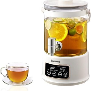 Kawu Electric Kettle, 2.5L Health Pot with Temperature Control, 7-in-1 Multi-function Glass Electric Kettle, Built-In Timer, Keep Warm, Touch Control Smart Tea Maker for Soup, Porridge, Herbal Tea