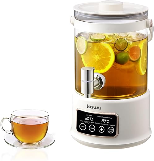 Kawu Electric Kettle, 2.5L Health Pot with Temperature Control, 7-in-1 Multi-function Glass Electric Kettle, Built-In Timer, Keep Warm, Touch Control Smart Tea Maker for Soup, Porridge, Herbal Tea