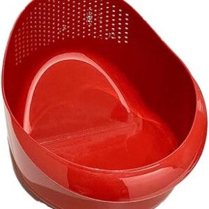 Kitchen Colander Bowl,Rice Washer Strainer Bowl, Red,Rinser With Side Drainers Small Colander for Cleaning Fruits, Vegetables, and Beans - Versatile Kitchen Tool