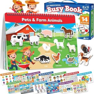 Montessori Preschool Busy Book for Toddlers Ages 3 and Up - Preassembled - Preschool Learning Activities Homeschool Montessori Toys - 3 Year Old Boy Gift - 3 Year Old Girl Christmas Birthday Gift