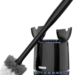 MR.SIGA Toilet Bowl Brush and Holder, Premium Quality, with Solid Handle and Durable Bristles for Bathroom Cleaning, Black, 1 Pack