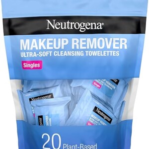 Neutrogena Makeup Remover Wipes Singles, Individually Wrapped, Daily Facial Cleanser Towelettes, Gently Removes Oil & Makeup, Alcohol-Free, 20 ct