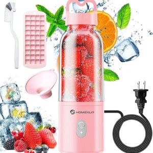 Portable Personal Blender 17 OZ/500 ML Juicer, 175W Personal Size Blender, Ideal for Smoothies, Ice Blending, Juicing, and Food Processing, Compact, Convenient, and Versatile (Pink)