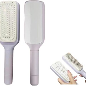 Self Cleaning Hair Brushes, Easy Clean Hair Brush with Retractable Bristles, Anti Static Massage Comb Brush for Effortless Hair Removal and Cleaning