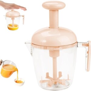 Semi Automatic Whisk, Kitchen Egg Beater Whisk, Hand Mixer Push Whisks, Milk Frother, Cream Whip, Pancake Batter Mixer, Professional Kitchen Appliance for Whisking Blending Beating, Pink