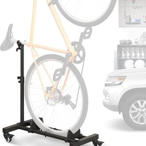 Vertical Bike Stand, Freestanding Indoor Bike Storage Rack Upright Bicycle Floor Stand Indoor Bike Holder with Adjustable Height for Garage & Apartment - for Wheels Sizes up to 29”